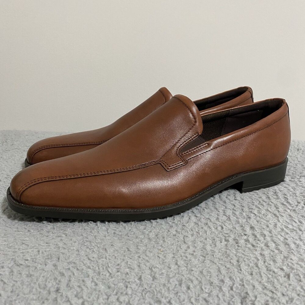 ECCO Edinburgh Shoes Mens 13 Brown Leather Slip On Dress Loafer Bike Toe 632644